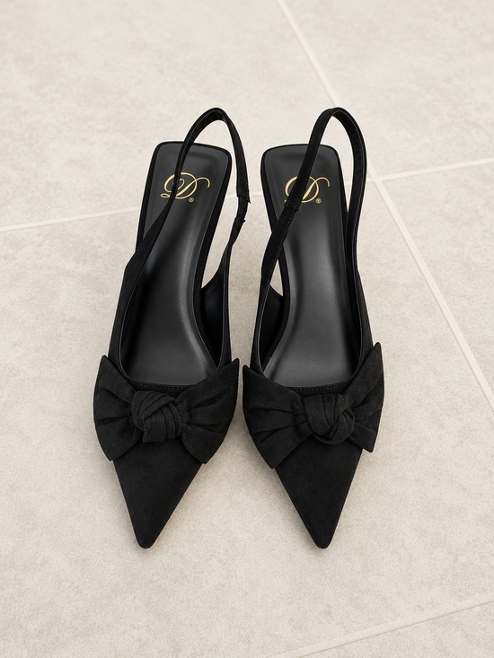 Francesca's Collections Shoes - Francesca Black Micro Shoes  Heels with Bow
